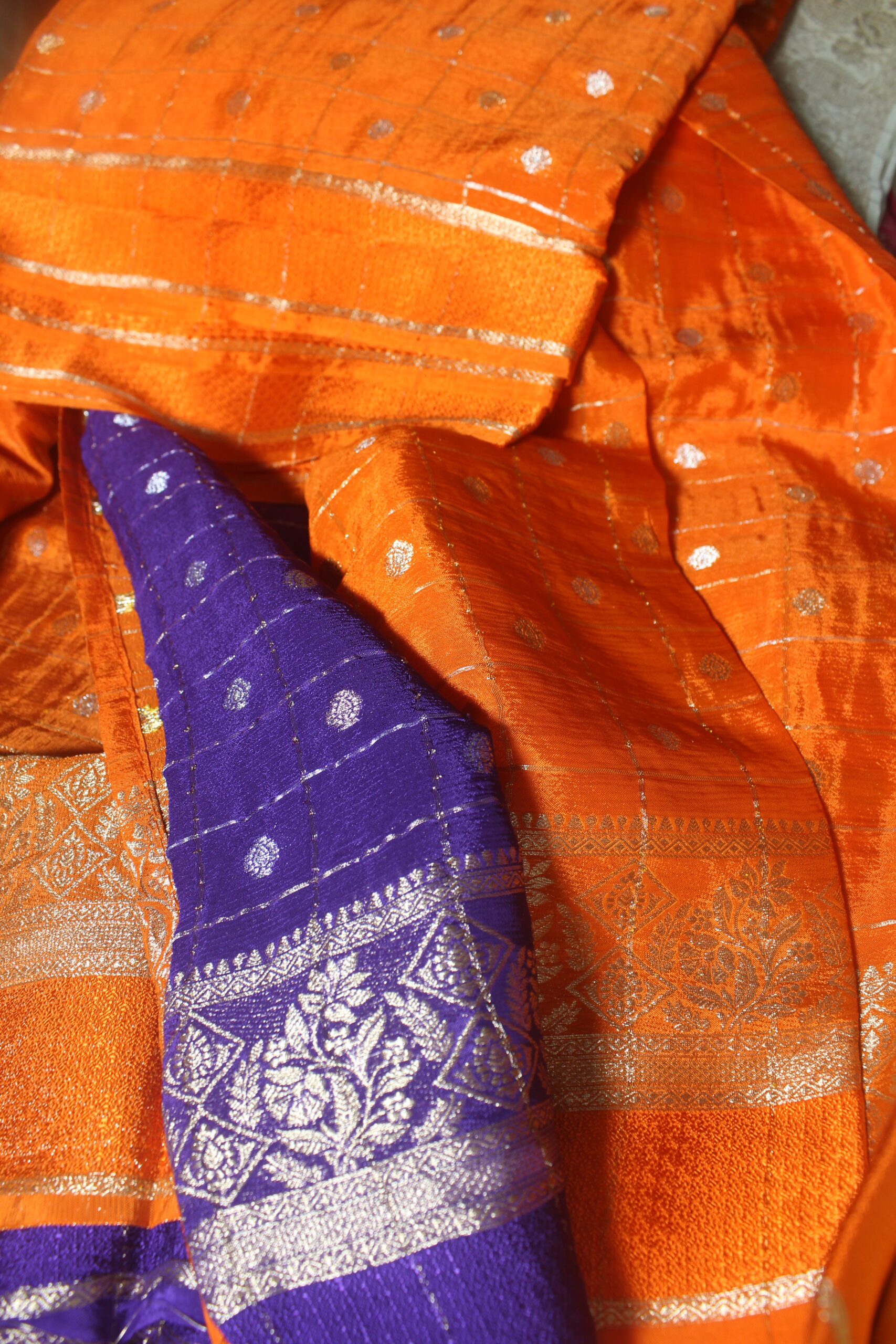 Pure Chinon Saree (Orange)