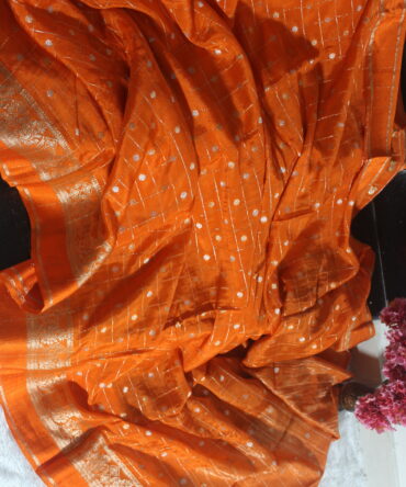 Pure Chinon Saree (Orange)