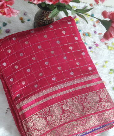 Pure Chinon Saree (Pink)