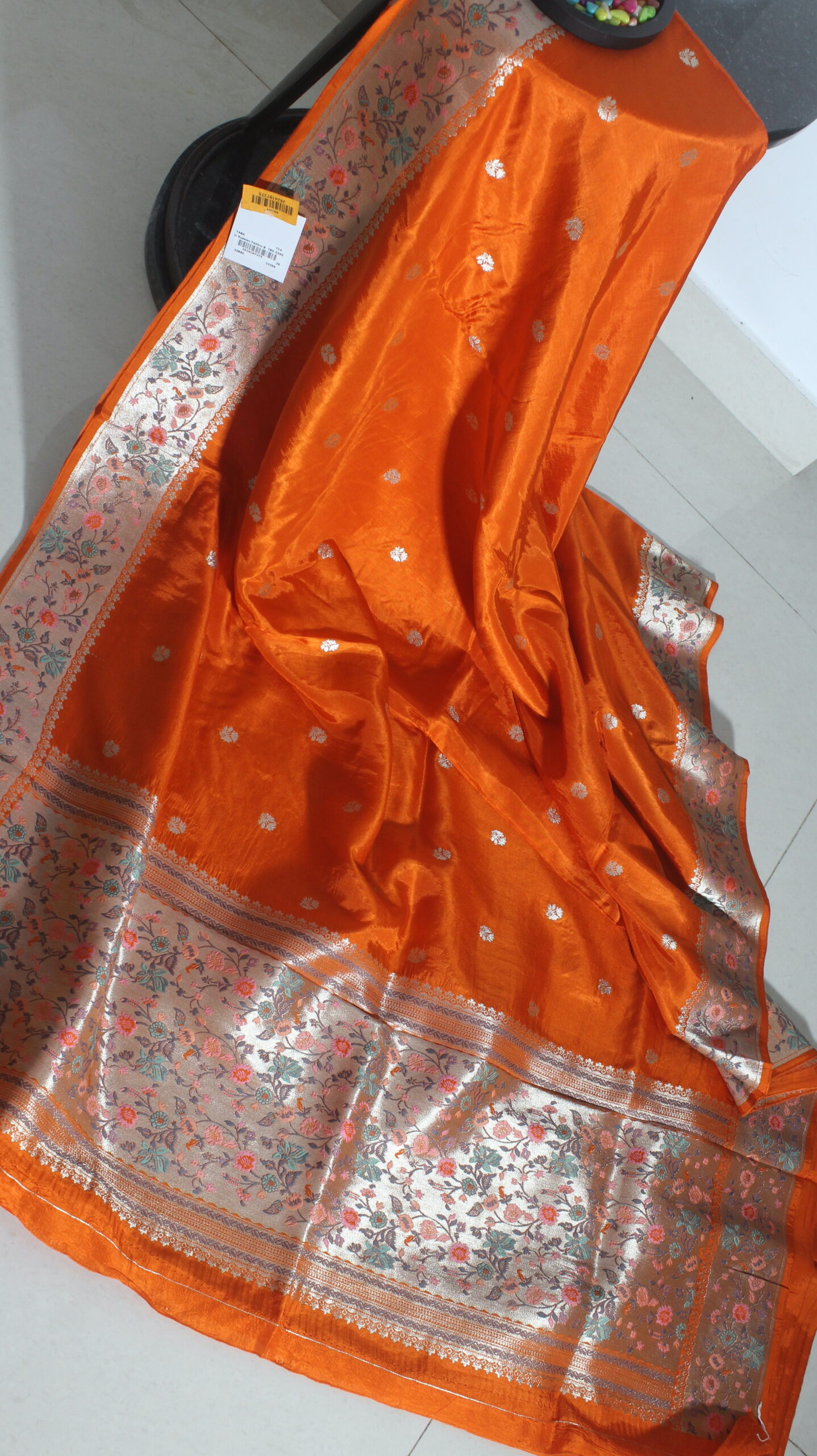 Pure Raw Mango Saree with Paithani border