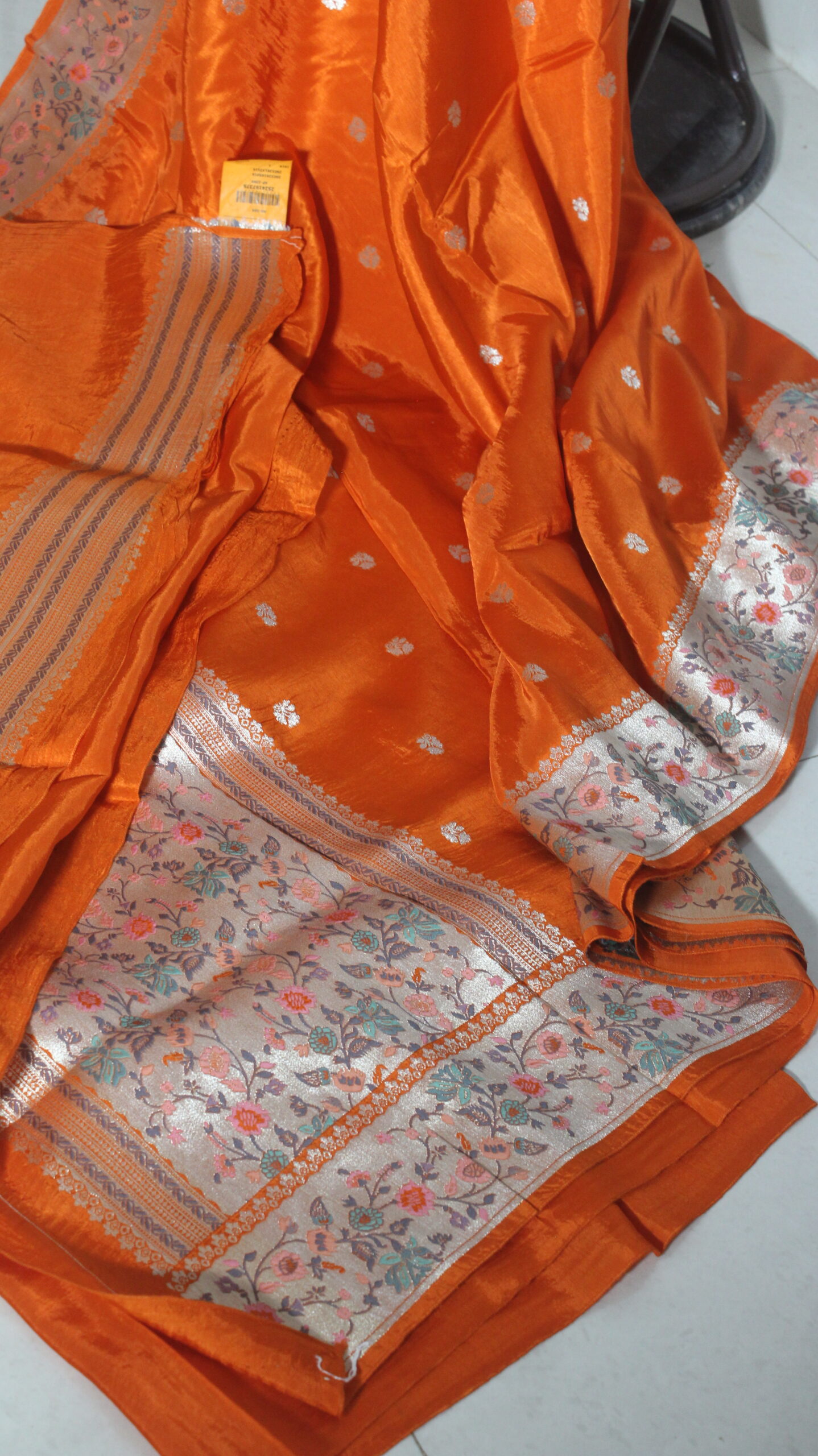 Pure Raw Mango Saree with Paithani border