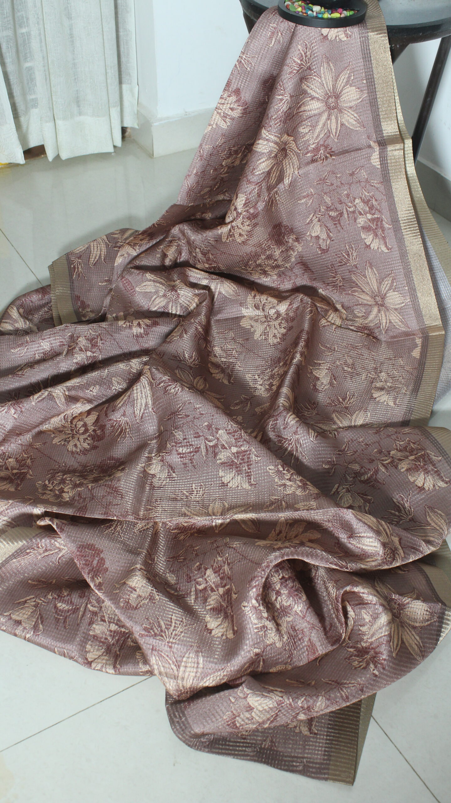 Semi Tussar Silk Saree With Digital Print